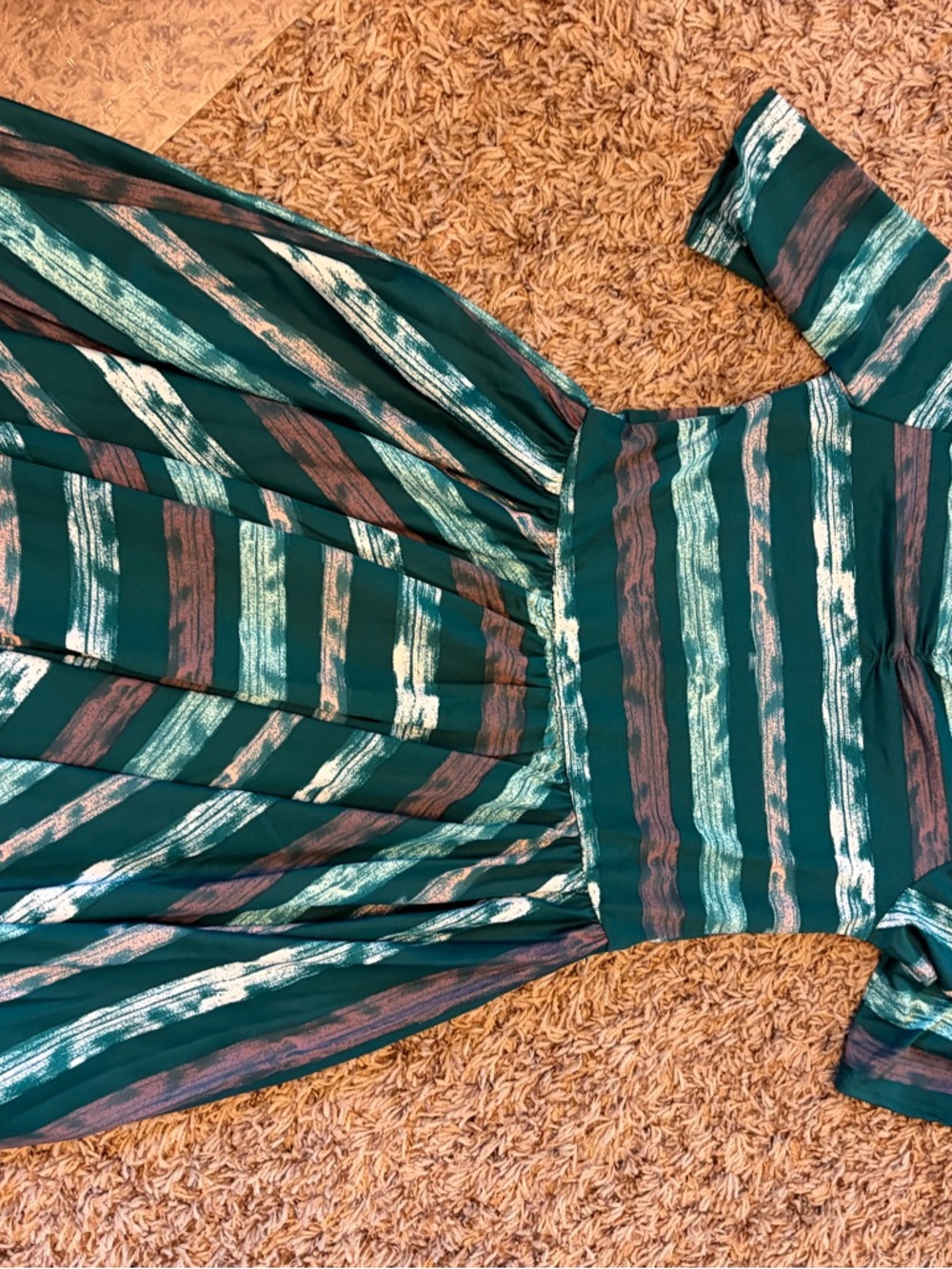 Girls' Teal Striped Casual Dress